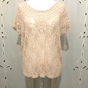 Gorgeous Lacey Light Pink Top, Size M